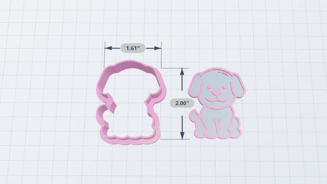 Dog-shaped cookie cutter and matching embossing stamp preview