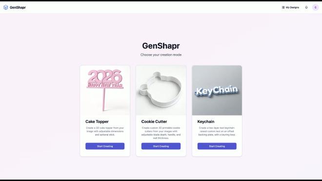 GenShapr creation modes with Cookie Cutter selected