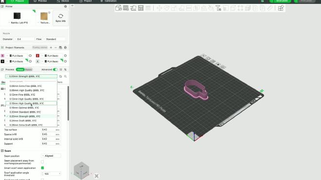 Bambu Studio showing cookie cutter print settings for a Bambu Lab printer