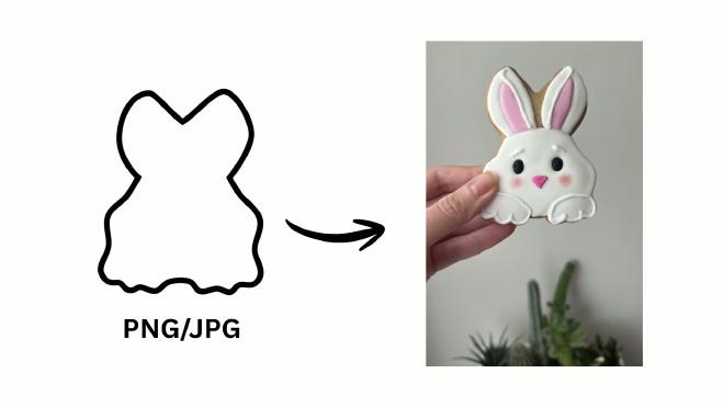 Bunny outline image prepared for a custom cookie cutter