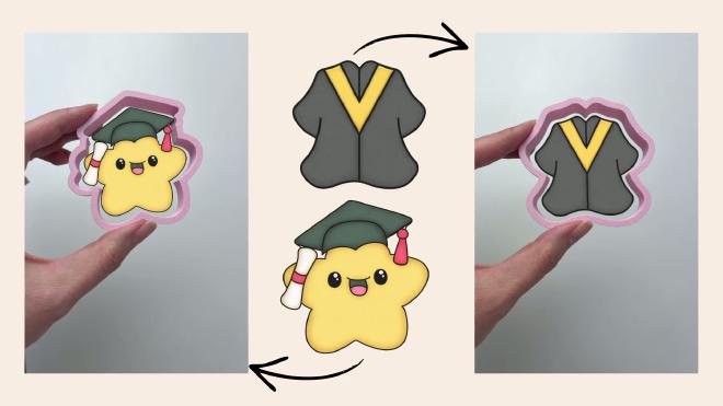 Graduation themed cookie cutter examples made from custom images