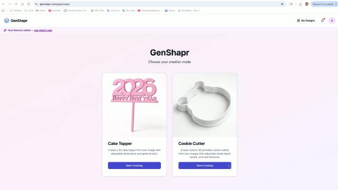 GenShapr screen showing cookie cutter creation mode