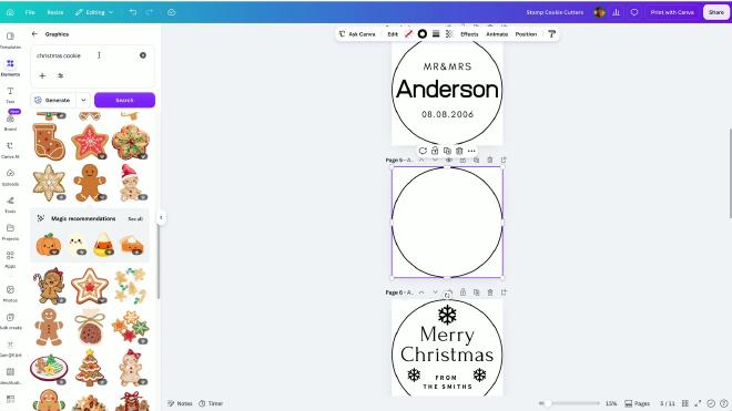 Blank circular stamp cookie cutter layout in Canva