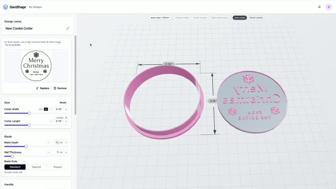GenShapr Christmas stamp cookie cutter 3D model with Merry Christmas from the Smiths