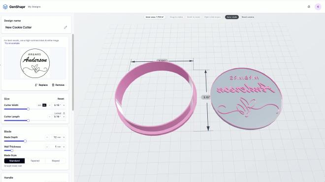 GenShapr wedding stamp cookie cutter 3D model for MR and MRS Anderson